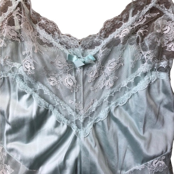 VTG Lace Teddy Size M 8/10 Mint Green Stretch Sexy Pin Up Retro Croquette - Picture 2 of 8